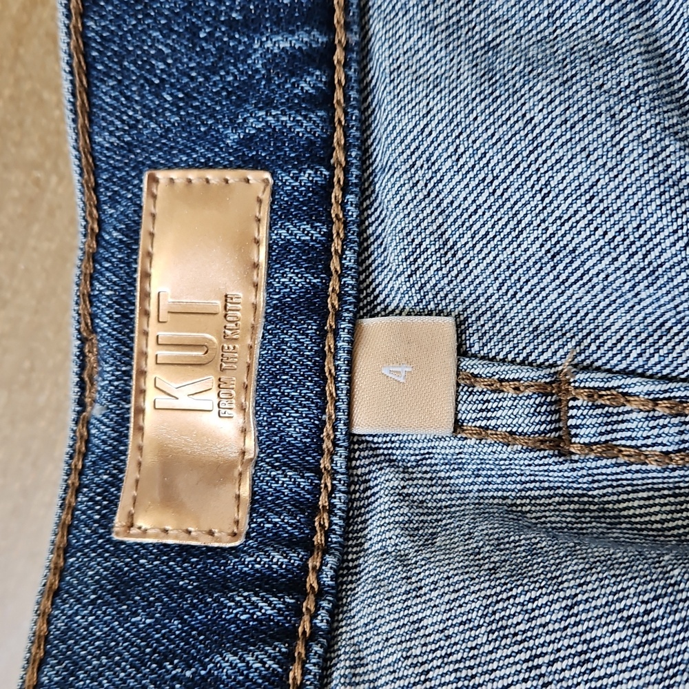 Kut from the Kloth Sienna Blue Cuffed Wide Leg Denim 4 - Picture 5 of 10
